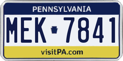 PA license plate MEK7841