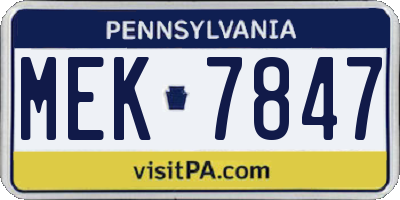 PA license plate MEK7847