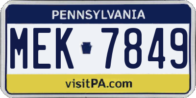 PA license plate MEK7849
