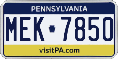 PA license plate MEK7850