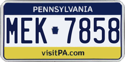 PA license plate MEK7858