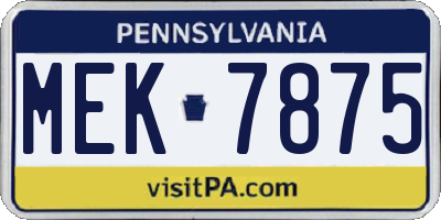 PA license plate MEK7875