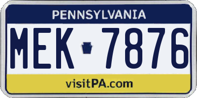 PA license plate MEK7876
