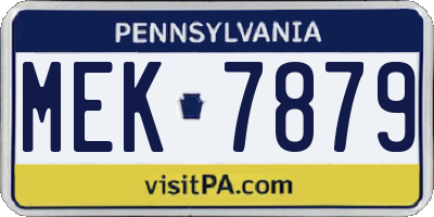 PA license plate MEK7879