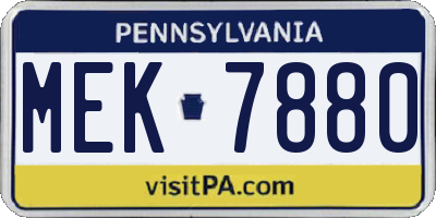 PA license plate MEK7880