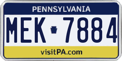 PA license plate MEK7884