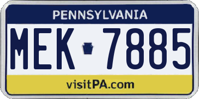 PA license plate MEK7885
