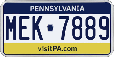PA license plate MEK7889