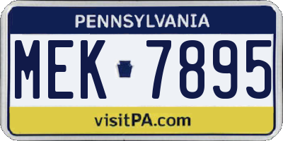 PA license plate MEK7895
