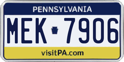 PA license plate MEK7906