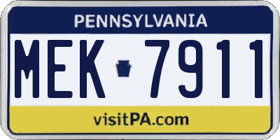 PA license plate MEK7911