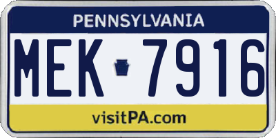 PA license plate MEK7916