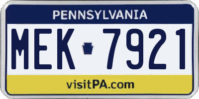 PA license plate MEK7921