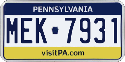PA license plate MEK7931