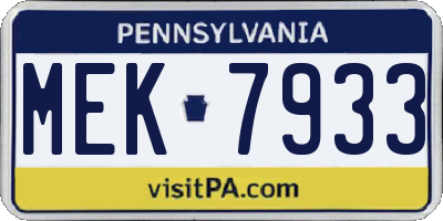 PA license plate MEK7933