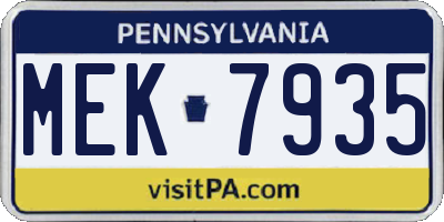 PA license plate MEK7935