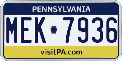 PA license plate MEK7936