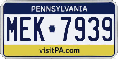 PA license plate MEK7939