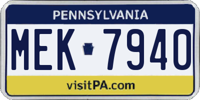 PA license plate MEK7940