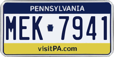 PA license plate MEK7941