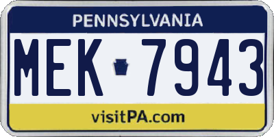 PA license plate MEK7943