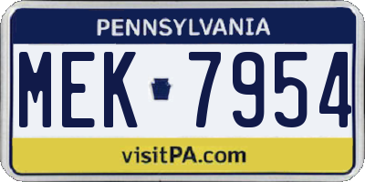 PA license plate MEK7954