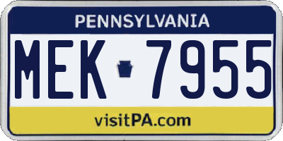 PA license plate MEK7955