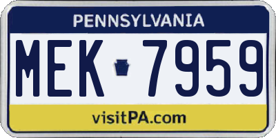 PA license plate MEK7959