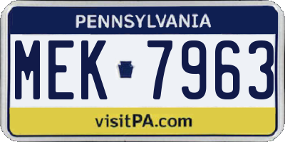 PA license plate MEK7963