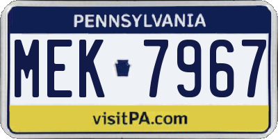 PA license plate MEK7967