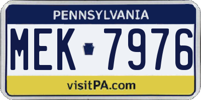 PA license plate MEK7976