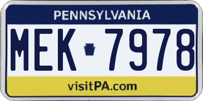 PA license plate MEK7978
