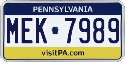 PA license plate MEK7989