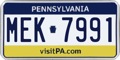 PA license plate MEK7991
