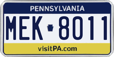 PA license plate MEK8011