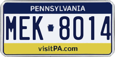 PA license plate MEK8014