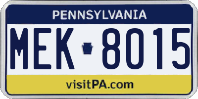 PA license plate MEK8015