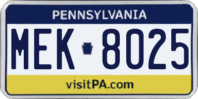 PA license plate MEK8025
