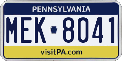 PA license plate MEK8041