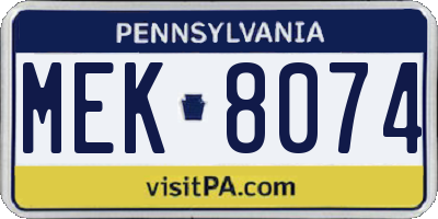 PA license plate MEK8074