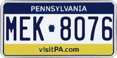 PA license plate MEK8076