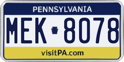 PA license plate MEK8078