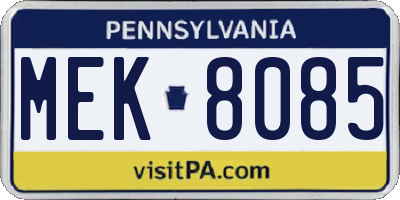 PA license plate MEK8085