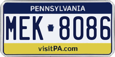 PA license plate MEK8086