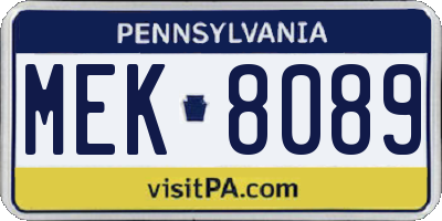 PA license plate MEK8089