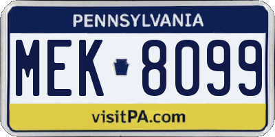 PA license plate MEK8099