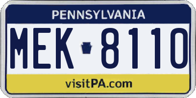 PA license plate MEK8110