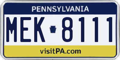 PA license plate MEK8111