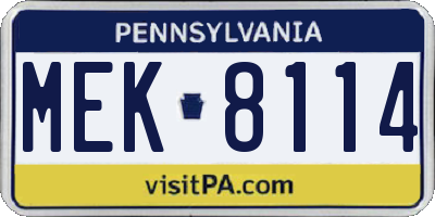 PA license plate MEK8114