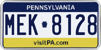 PA license plate MEK8128